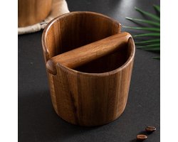 Houten Koffie Bak - Espresso Afvalbak - Snel Koffiedik Verwerken - Afneembare Houten Bar - 12.8 x 12 cm - Houtkleur