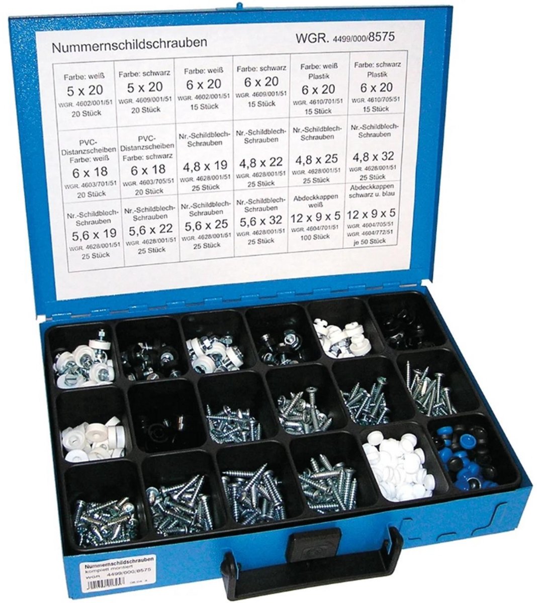 Dresselhaus Kentekenplaatschroeven Assortiment – 540-delig – Inclusief Kapjes & Ringen