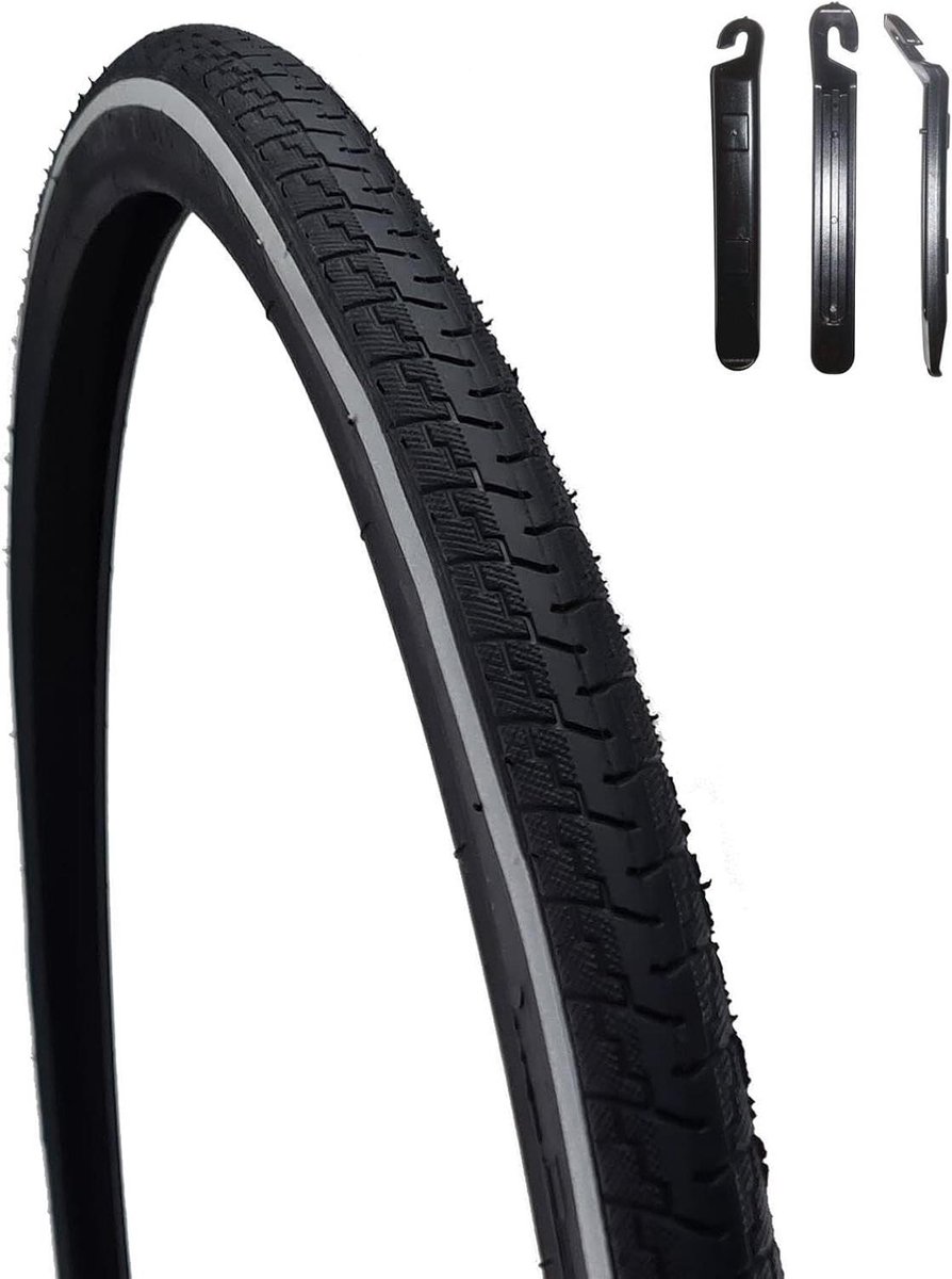Fietsband Set - Binnenband Buitenband - Veilig Fietsen - Reflecterende Streep - 28 x 1.00 inch - Zwart