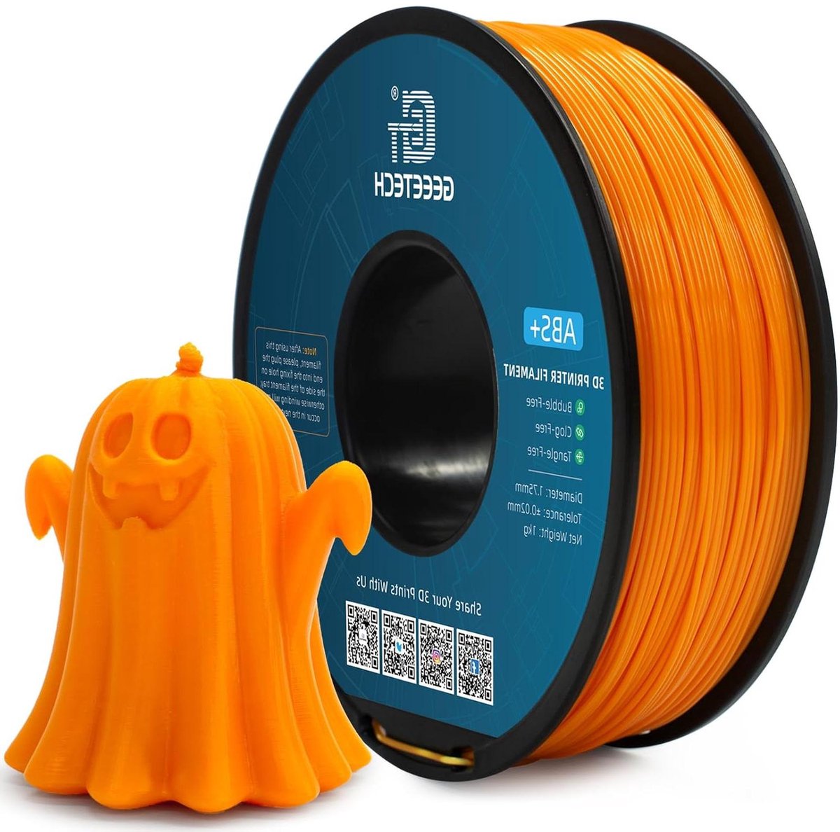 3D Printer Filament - ABS+ Materiaal - Modelbouw Printen - Lage Dichtheid - 1.75 mm 1kg - Oranje