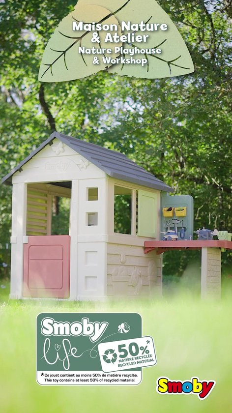 Smoby - Speelhuis nature play Smoby life - DHZ werkbank en tal van accessoires inbegrepen - Huis om te klussen