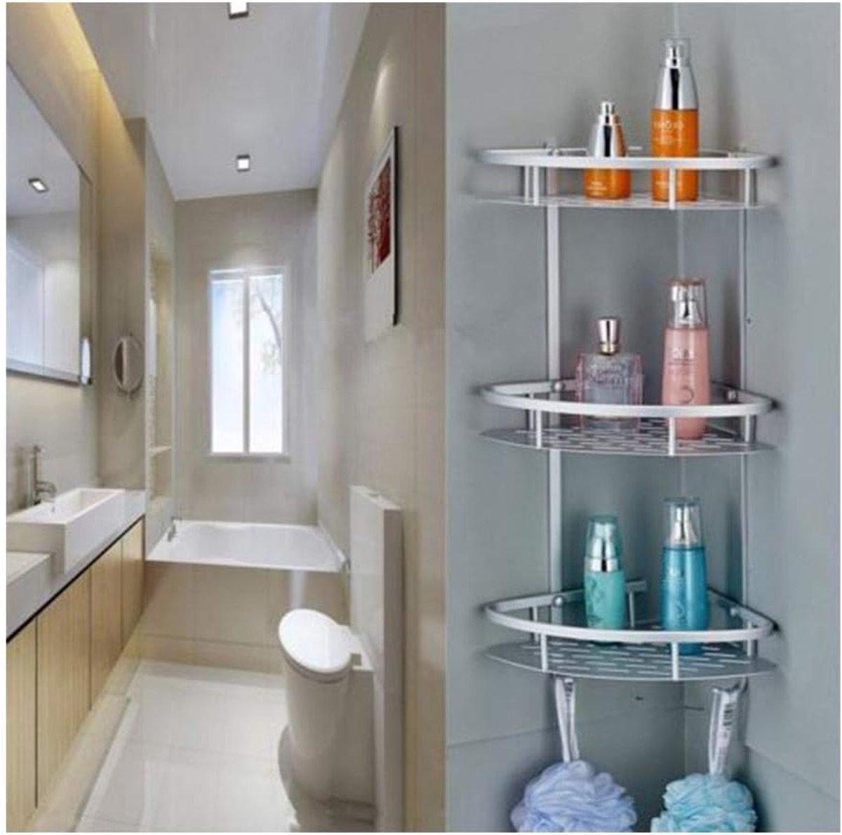 Badkamer Hoekplank van Aluminium - Stevige Wandplank voor Douche en Badkamer - Ruimtebesparende Oplossing voor Organisatie en Opberging