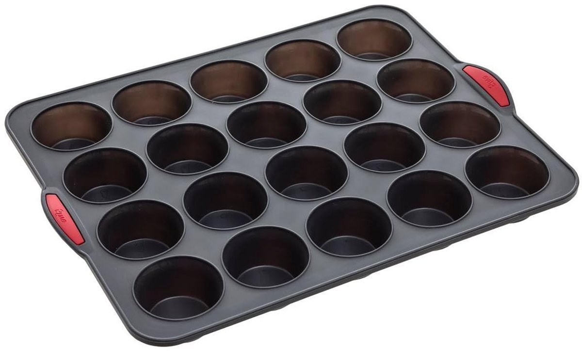 Muffin Bakvorm - Cupcake Vorm - Zelf Bakken - Geïntegreerde Versterkingen - 20 Muffins - Grijs