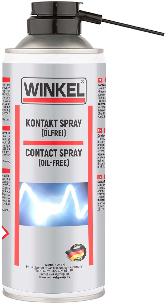 WINKEL Contactspray 400 ml – Niet-Olieachtig – Voor Elektrische Contacten, Schakelaars & Connectoren – Sneldrogend