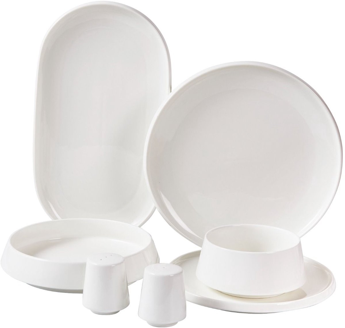 Bricard Bellon - Porseleinen Dinner Set - Serviesset - 27-delig - 6-Persoons - Wit/Reliëf