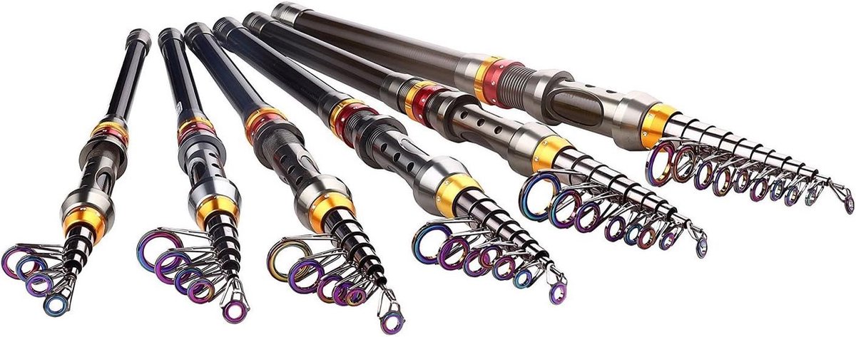 Telescopische Hengel - Reishengel Vissen - Vissen vanaf kust - Cross Carbon Fiber - 2.7 Meter - Zwart