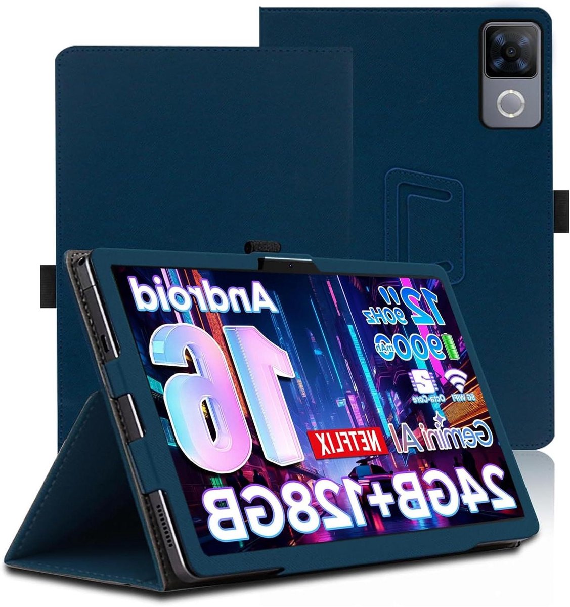 Beschermhoes Tablet - Tablethoes - Veilig Onderweg - Verstelbare Standaard - 12 inch - Blauw