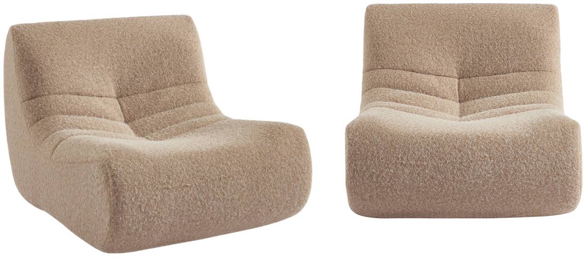 sweeek Set van 2 alpaca-effect stof fauteuils 1 zitplaats l 91 x b 105 x h 72cm - sokol Beige