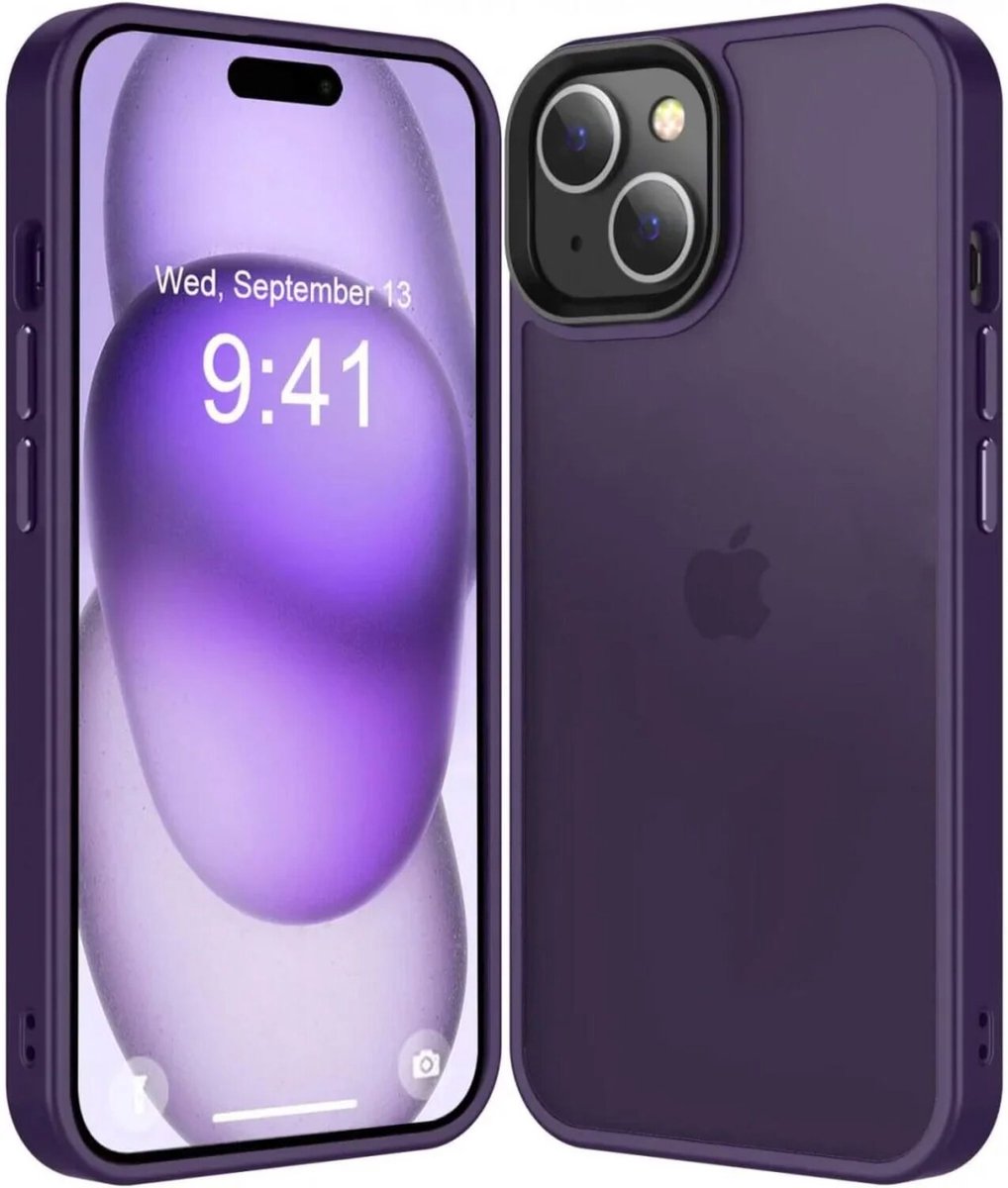 Hoesje Geschikt voor Apple iPhone 15 - Matte Back Cover - Paars
