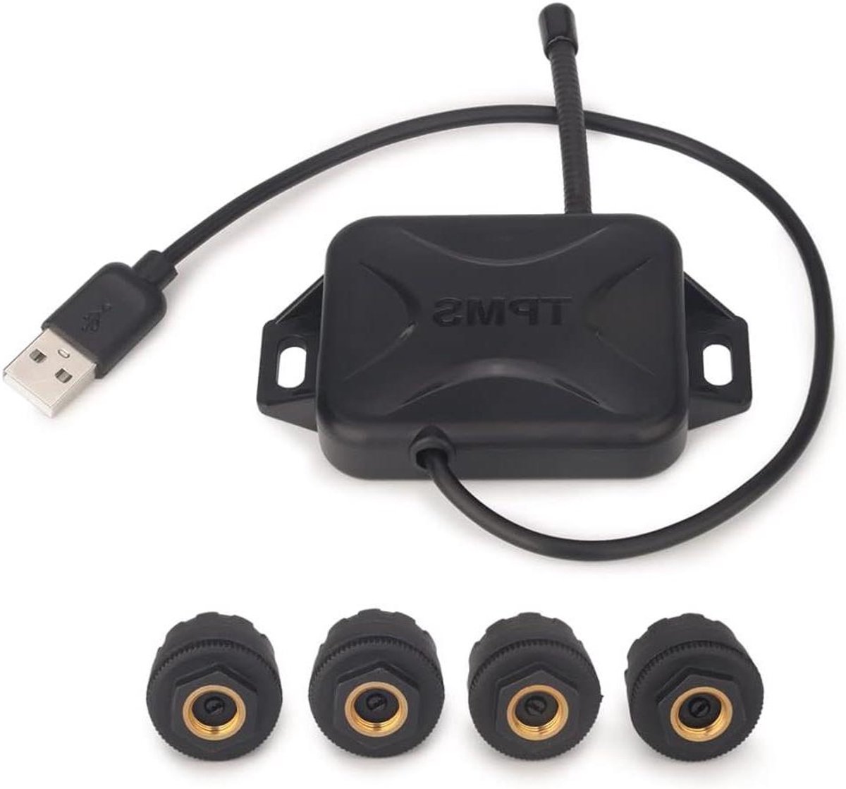 Universele TPMS module - Bandenspanningssensor set - Veilig Rijden - Met 4 externe sensoren - Android 5.1+ - Zwart