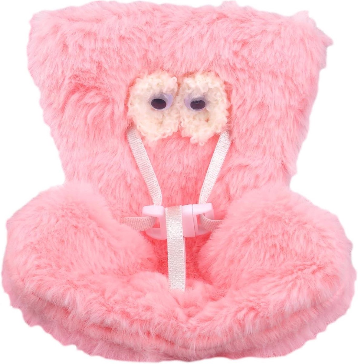Pluche Poppenstoel - Decoratief Kussen - Auto Decoratie - Inclusief Clips - 14x9x8 cm - Roze