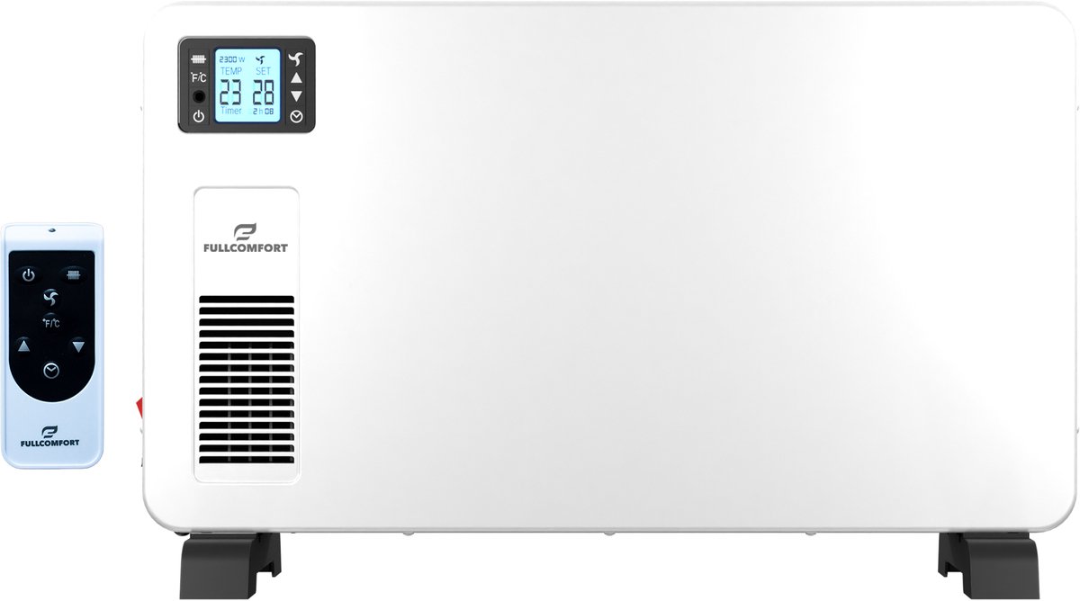 Fullcomfort E-Heat Elektrische verwarming Deluxe - Convectie kachel - 1000W/1300W/2300W - Kachel met Ventilator - Thermostaat - Afstandsbediening - Wifi - Timer - Stil - Wit