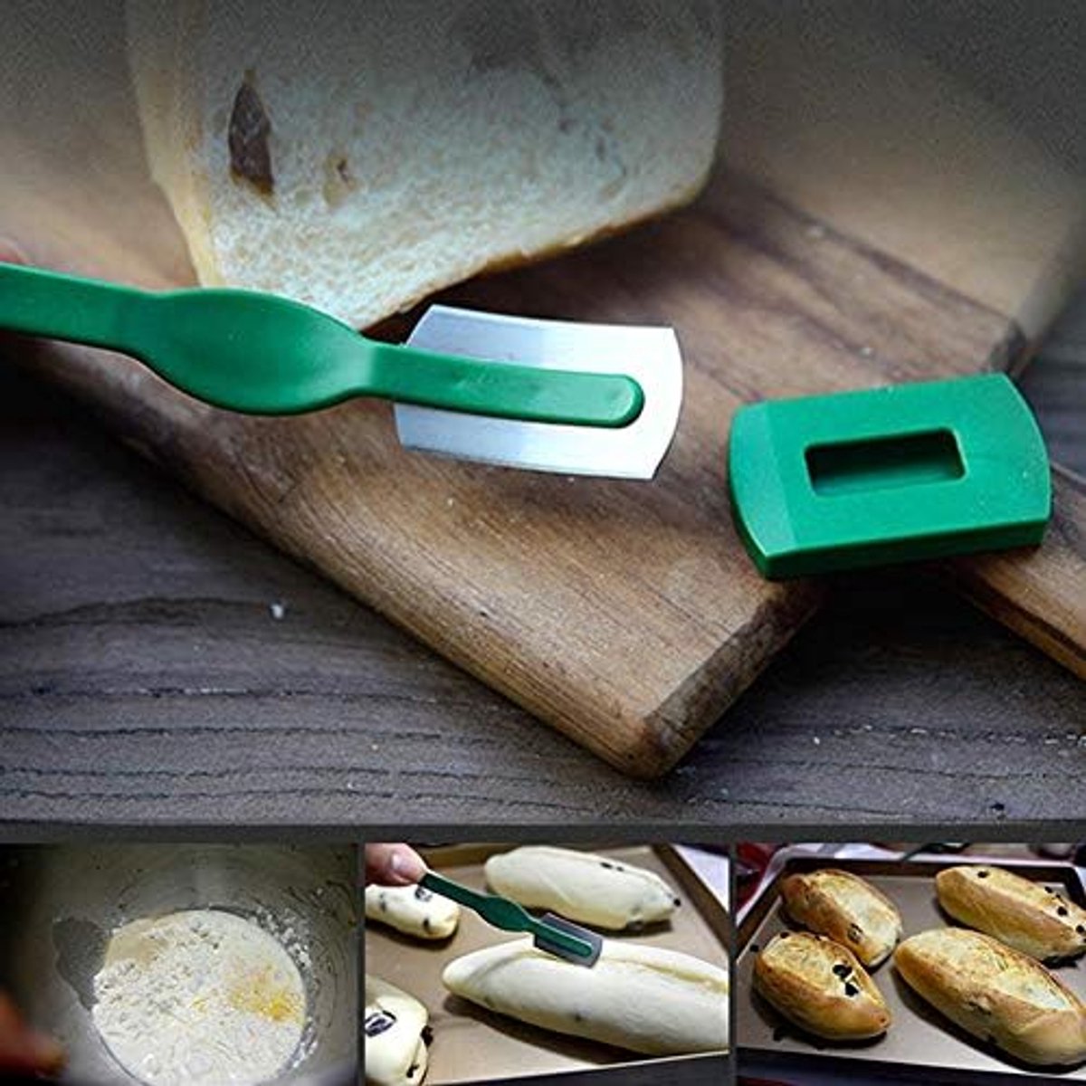 Stainless Steel Broodmessen - Brooddeegmes - Bakkersmes - Vaste Lemmet met Beschermhoes - Gereedschap voor het Markeren van Brooddeeg