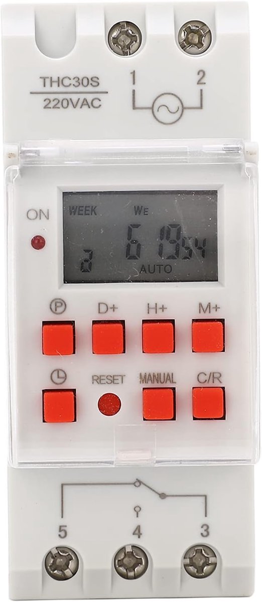 Digital Timer voor DIN Rails - LCD Display - 1 Seconde Timer - DIN Rail Timer - 20 Aan/Uit - Veel Bedrijfsmodes - 220-240V