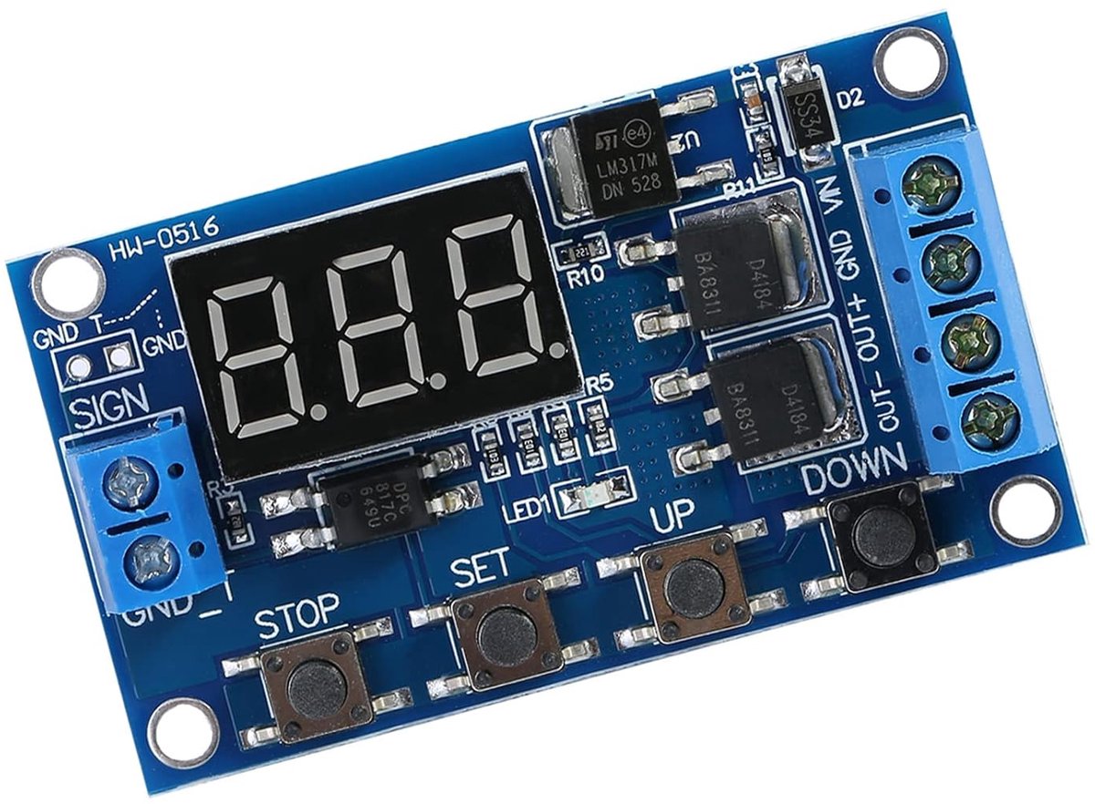 Time Relay DC 5V-36V - Timer Switch Circuit Board Module - Trigger Cycle Delay Timer Switch ON/Off - Infinite Cycle Digital LED Display - Timer Module met Digitale Weergave