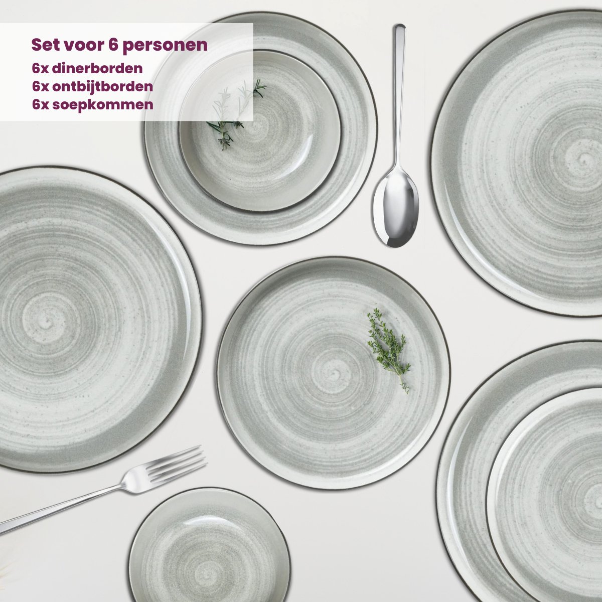Cosy & Trendy Assiette creuse BALTIC Vanilla Grès D18,5XH5C Lot de 6
