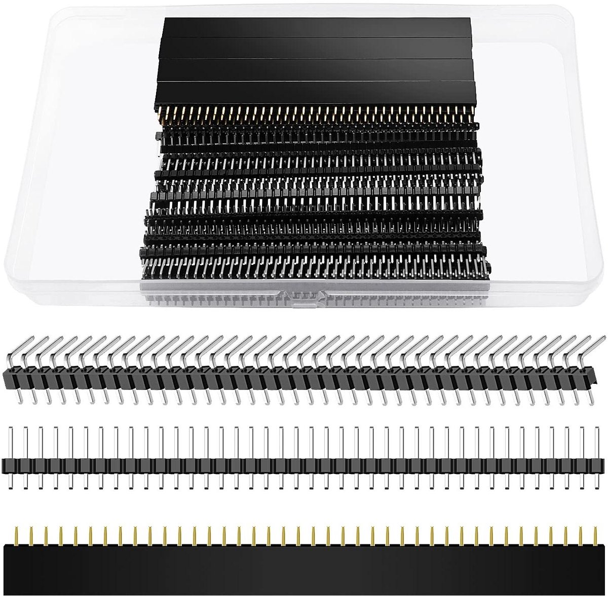 Pin Header Connectoren - Elektronica Componenten - Printplaat Assemblage - 3 Soorten Breakaway - 50 Stuks - Zwart