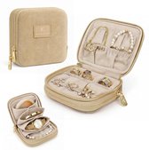 Mini Sieradendoos - Premium Sieradendoos Reisformaat Fluweel - Juwelendoos - Sieraden Organiser - Horlogebox - Sieradendozen - Sieraden Opbergers - Juwelendoos - Juwelendoosje voor Ring/Oorbellen/Ketting/Horloges - Khaki