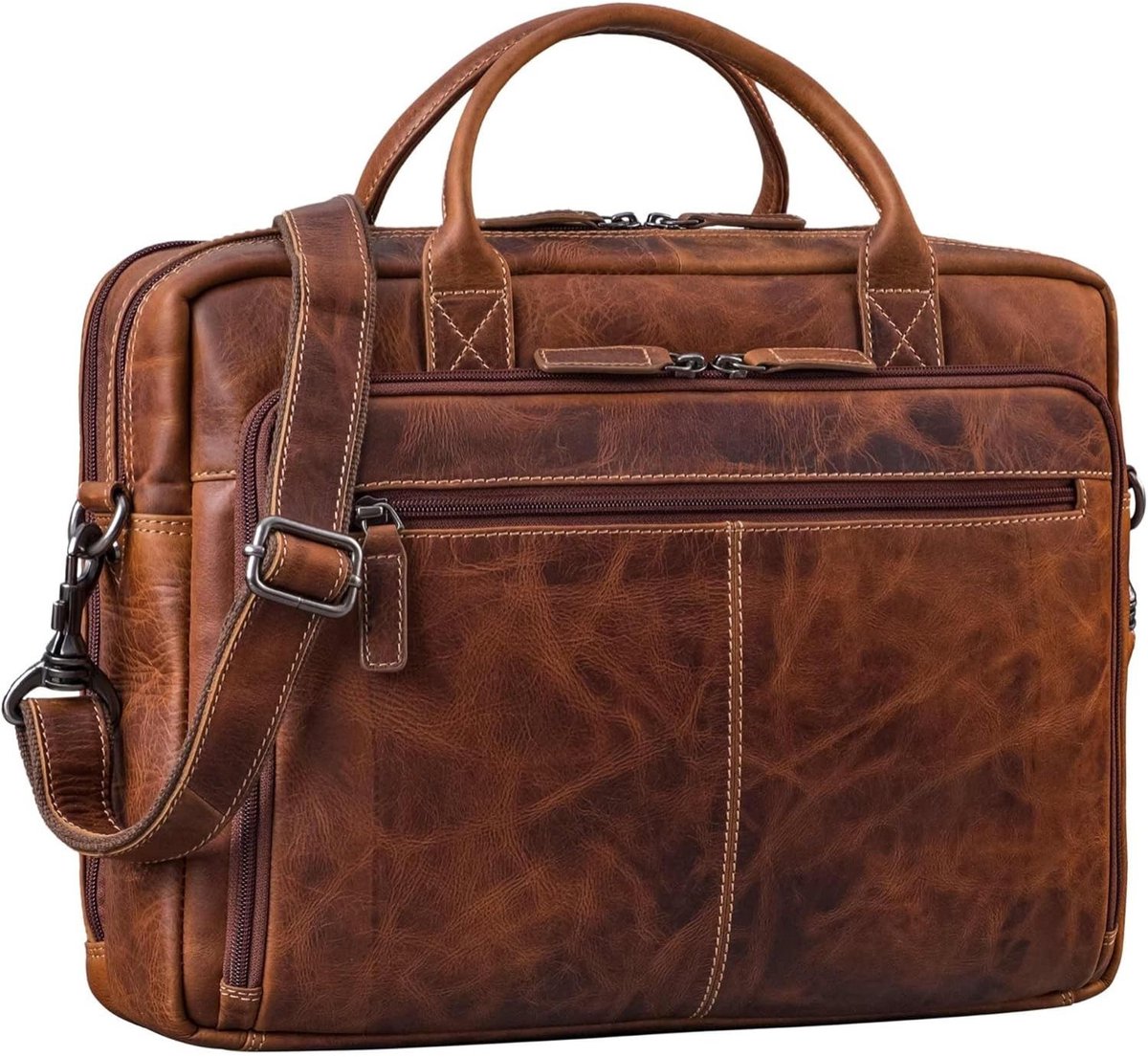 Leren Laptoptas - Laptoptas - Leren Tas - Luxe Leren Laptoptas - Werktas - Schoudertas - Business Tas - Leren Business Tas - 15.6-16 inch - Bruin - van Imperatoris