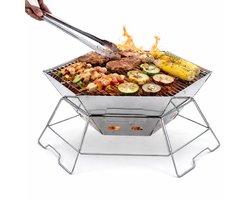 Meedeer Campinghoutkachel-Opvouwbare buitenkachel-draagbare-Ruitvormig barbecue-Camping Kooktoestel-RVS-Hittebestendig-voor vreugdevuur en picknick