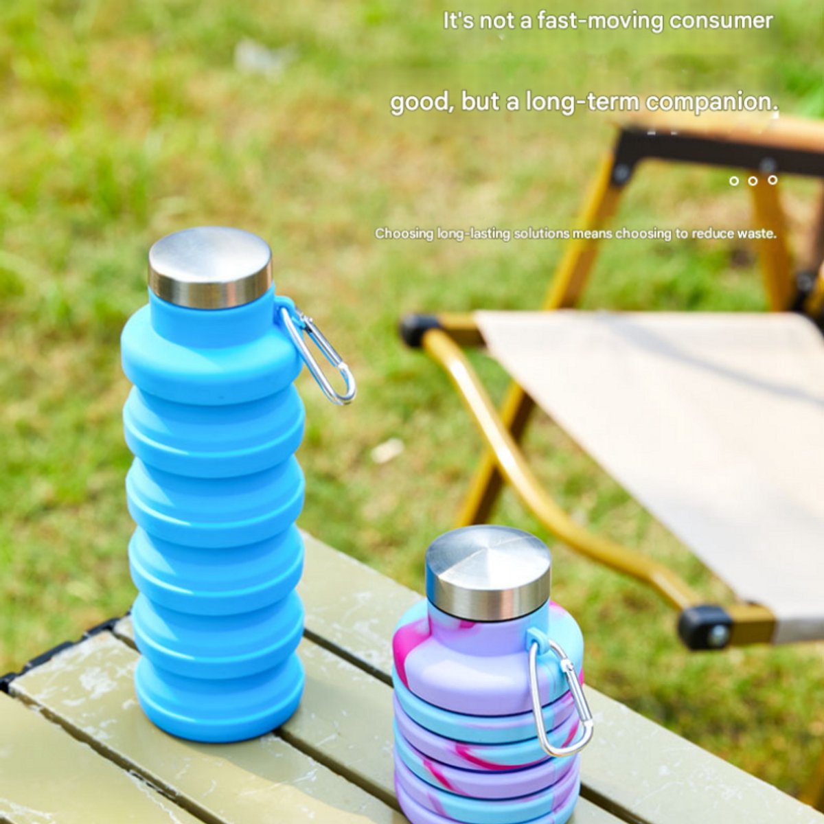 Beker-water kopje-Sportwaterfles-Opvouwbare Drinkfles 500ml-Siliconen Waterfles- Met Karabijnhaak - Waterfles-- Voor Sport, Reizen, Fitness en Camping - Zwart — cadeau in Sport & Outdoor - foto 3