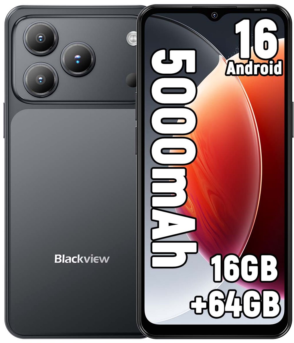 Blackview WAVE 7C Smartphone 4G - 16GB RAM - 64GB ROM - 6,56 inch - Android 16 Telefoon - 5000 mAh - Dual SIM - GPS - OTG - Zwart
