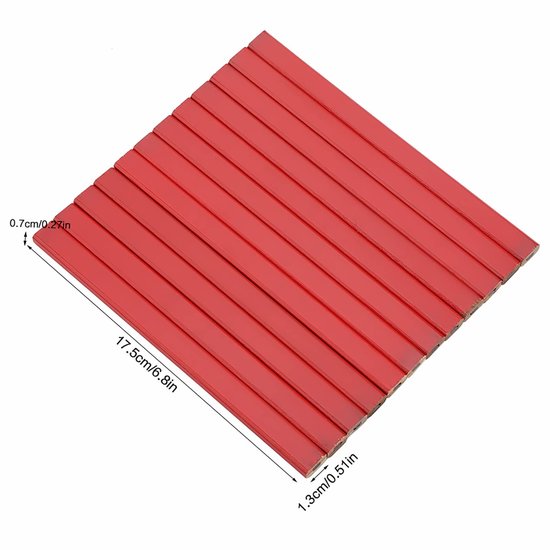 Store_7 - Timmermanspotloden - Bouwpotloden - Zwart Hard Lood - 72 Stuks - Houtbewerking - Rood - Geschikt voor Tekenen — afbeelding 3