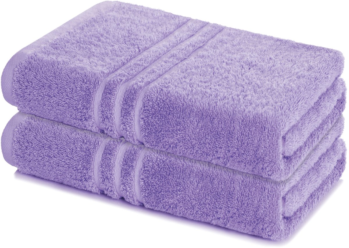 Lavea® Set van 2 handdoeken 80x200 cm, 100% Katoen – Grote badhanddoeken, saunahanddoeken, badlaken, strandlaken – Lavendel