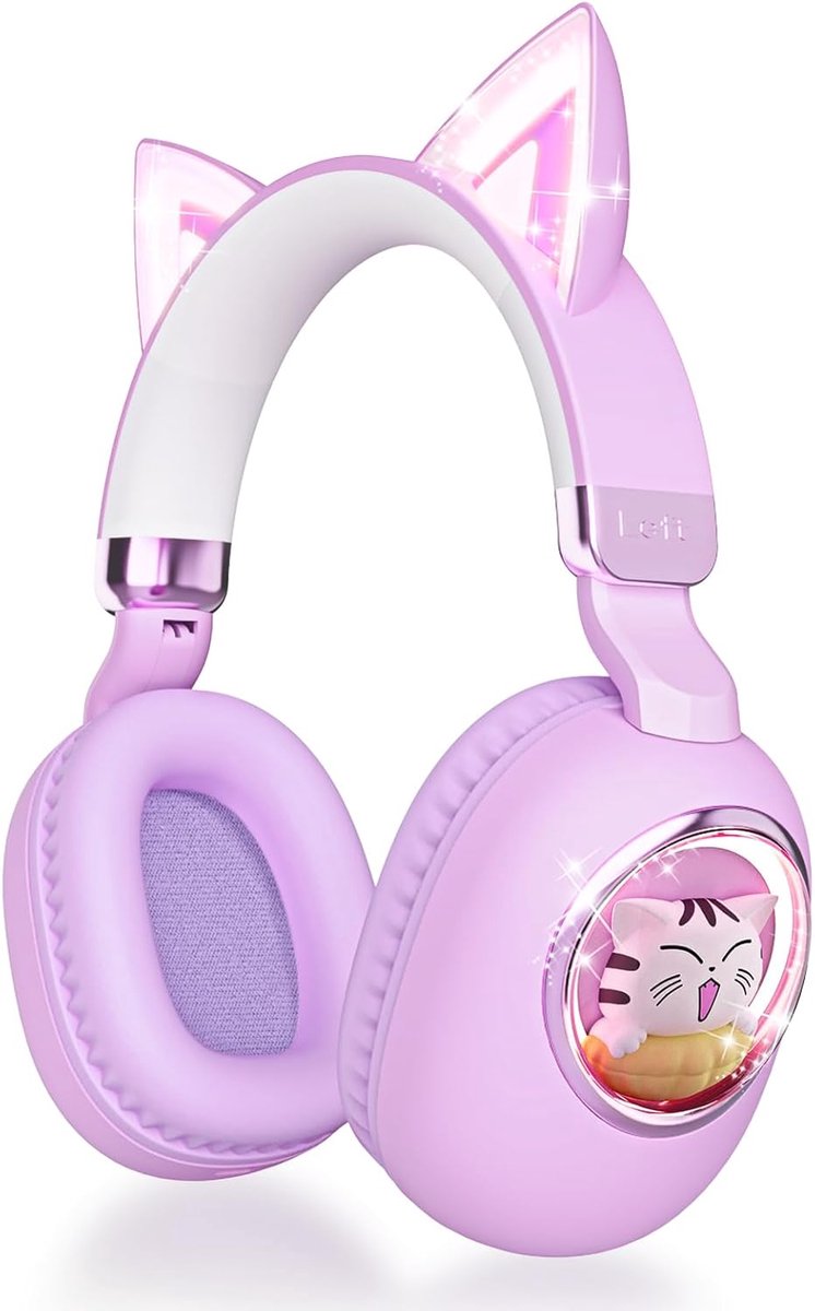 Draadloze Hoofdtelefoon voor Kinderen met Kattenoren - Bluetooth Stereo Geluid