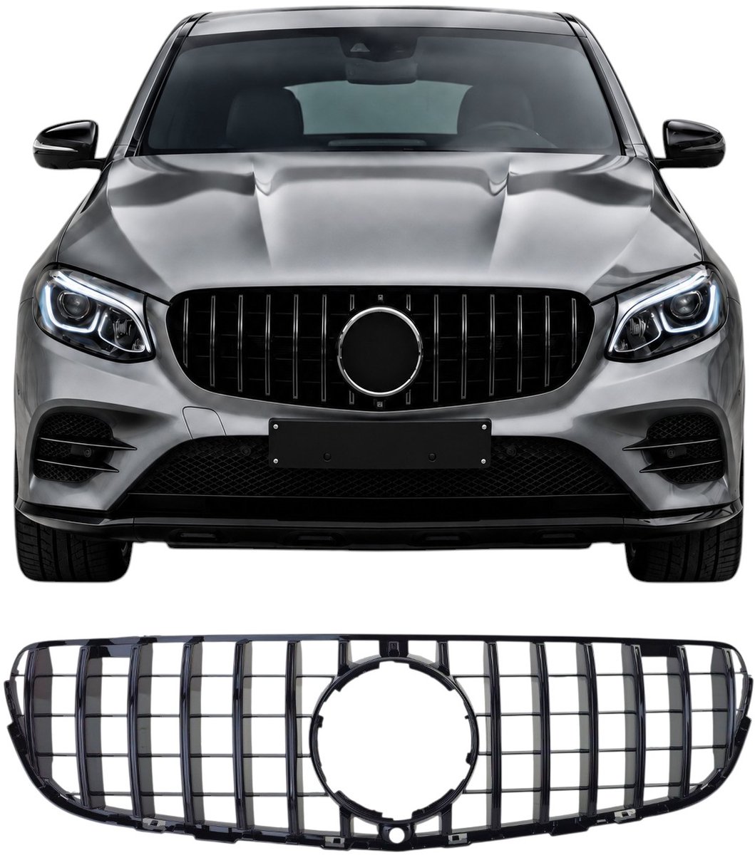 Grill geschikt voor Mercedes GLC & GLC Coupé – Glanzend Zwart - 2015-2019