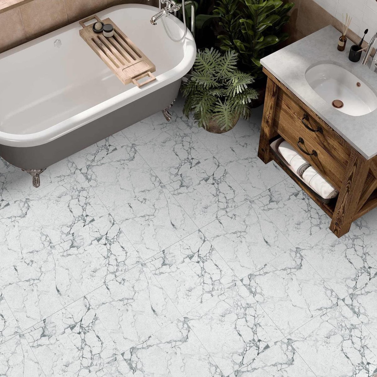 MTTproducts- Vloertegel Waterdicht - Vloersticker Antislip - Zelfklevend PVC - Decoratie Keuken/Badkamer - 30x30 cm - 10 Stuks