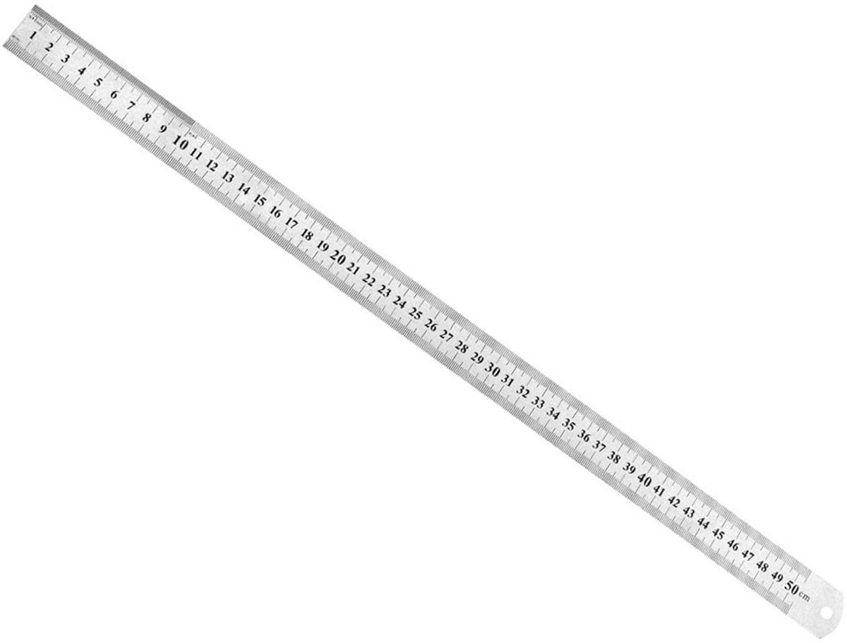 MTTproducts- Liniaal 500 mm - Roestvrij Staal - Nauwkeurige Metingen - Hanggat - Schokbestendig - Beschermende Afdekking - 0,7 mm Dikte - Meetlat