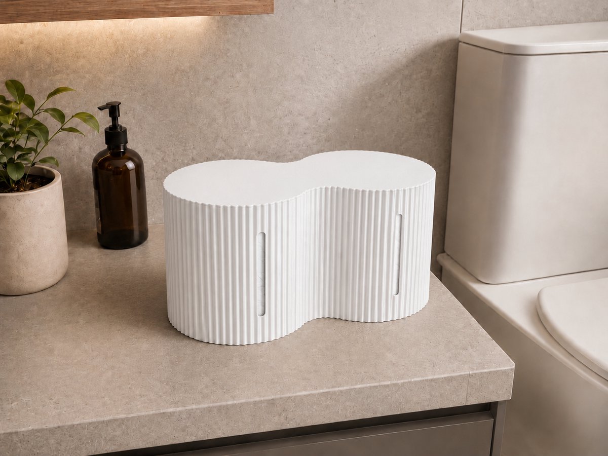 Toiletrolhouder voor 2 Rollen – Japandi Toiletpapier Houder – Minimalistische Badkamer Organizer – Toiletpapier Opberger met Indicatorgleuven – Modern Toilet Accessoire