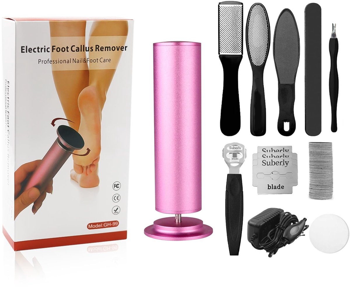 MTTproducts- Eeltverwijderaar elektrisch - Ergonomische handgreep - Antislip grip - Duurzame werking - Inclusief schuurpapierdoos - Roze 11,5 x 4,5 x 3,5 cm - Voetvijl