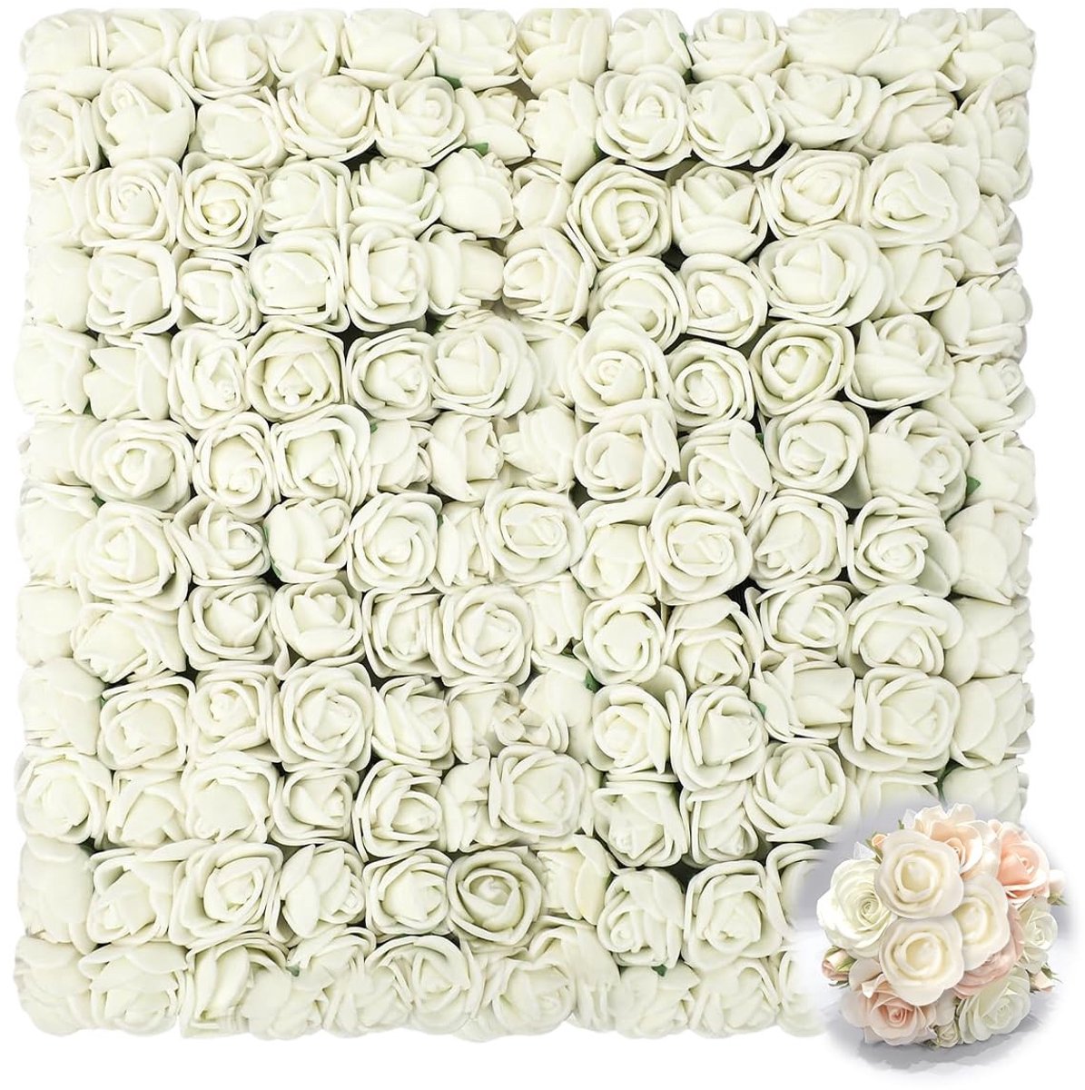 MTTproducts- Kunstbloemen 144 Stuks - Mini Schuimrozen - Decoratie - Bruiloft/Festival - DIY Accessoires - Elegante Tulenlaag - Nep Bloemen