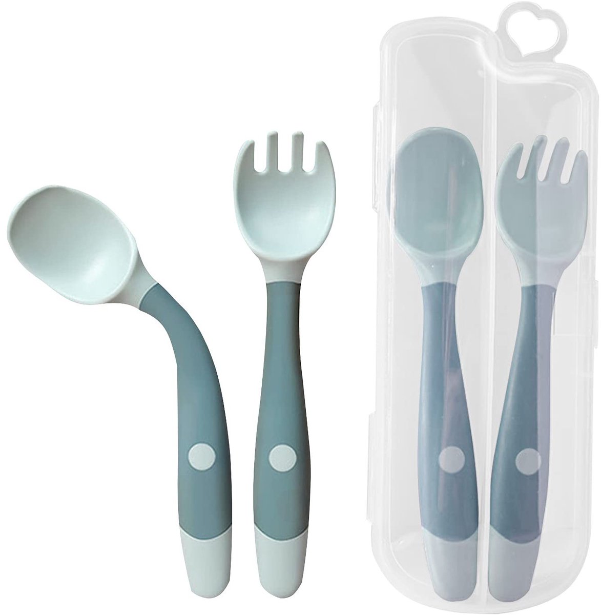 NTH products- Lepel-vorkset - Hittebestendig - Opvouwbaar - Baby bestek - Siliconen - Veilig PP-materiaal - Geschikt voor zelfvoeding - Babybestek