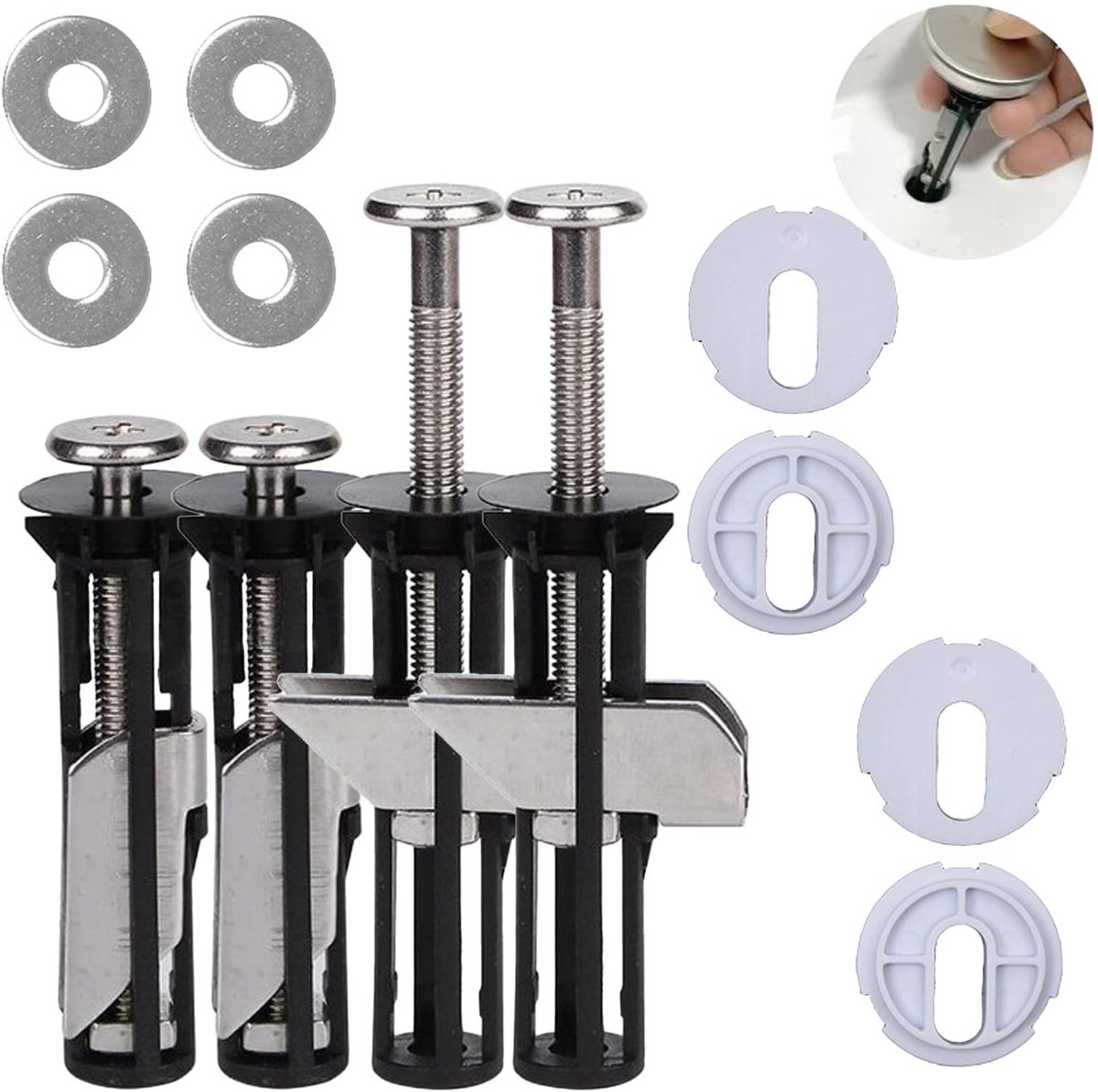 MTTproducts- Toiletbril Schroeven Kit - 4 Stuks - Roestvrij Staal - Onderhoudsaccessoires - Universeel - 7,1 cm Lang - 1,8 cm Diameter - Toiletdeksel Schroeven