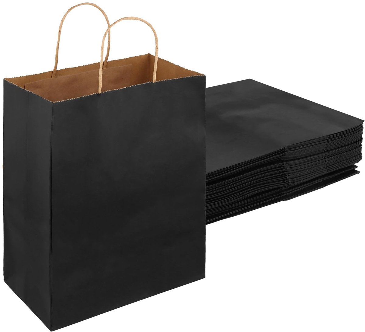 MTTproducts- Papieren Zakken 30 Stuks - Zwarte Draagtassen - Kraftpapier 120 g/m² - Opvouwbaar - 32 x 11 x 24,5 cm - Perfect voor Cadeaus