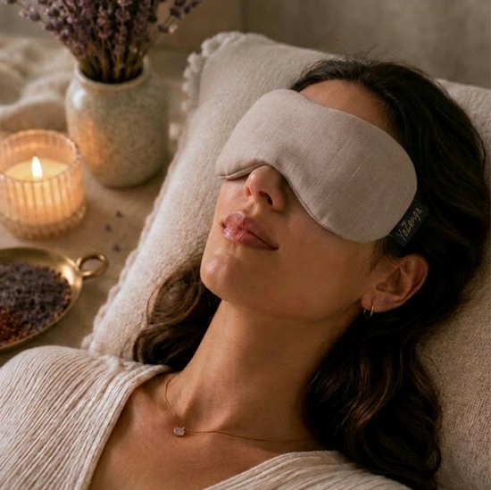 YoZenga oogkussen lijnzaad & biologische lavendel - Kleur: Urban taupe - Ideaal bij hoofdpijn & stress klachten - Meditatie - Ontspanning - Yoga van YoZenga — afbeelding 4