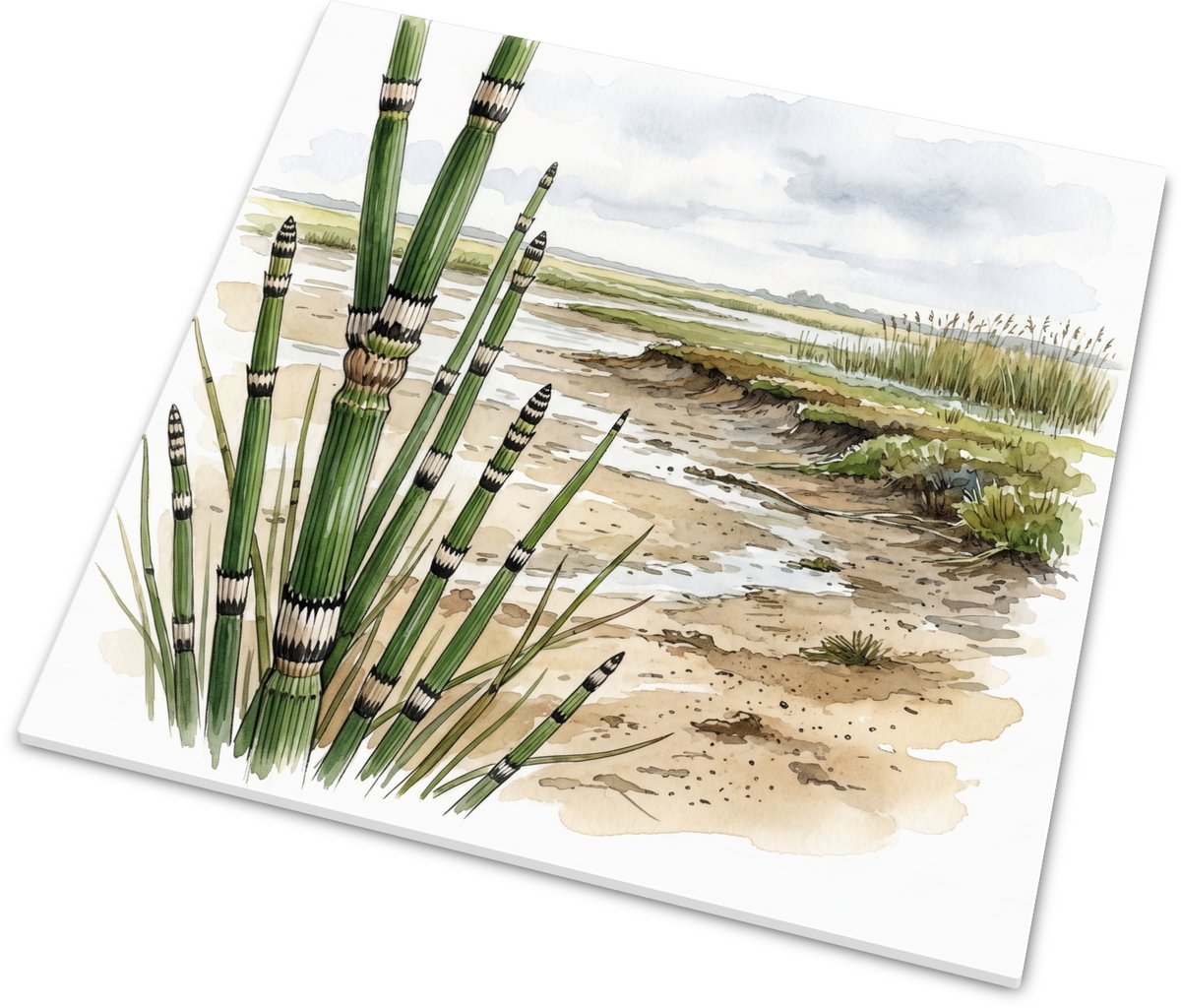 Tegeltje Schaafstro in Hollands Polderlandschap - Glanzend Wandtegeltje met Aquarel van Pa