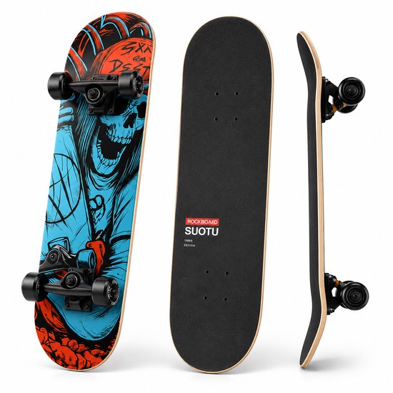 Suotu Skateboard - 80x20cm - ABEC-9 - 95A - schokabsorptie - Jongens - Meisjes - Volwassenen Skateboards