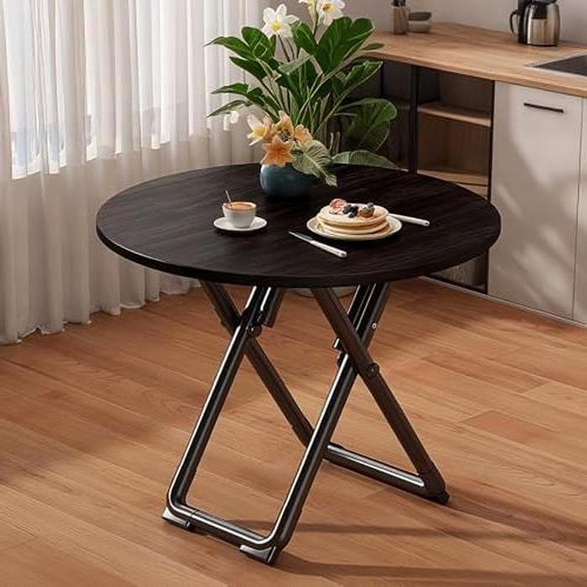 Uitschuifbare Eettafel - Draagbare Tafel - Buiten Eten - Gereedschapsloze Montage - 70 cm - Zwart