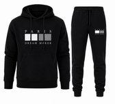 Trainingspak Heren - Hoodie Heren - Sportkleding Heren - Joggingpak met Joggingbroek - PARIS Dream Maker -Zwart - 3XL