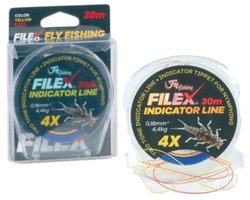 Filex Fly Fishing Indicator Line 5X - 0.16mm/3,8kg- voor Vliegvissen met Nymf - 30m - Geel/Rood - Vliegvis Vislijn Leader - Nymf Onderlijn