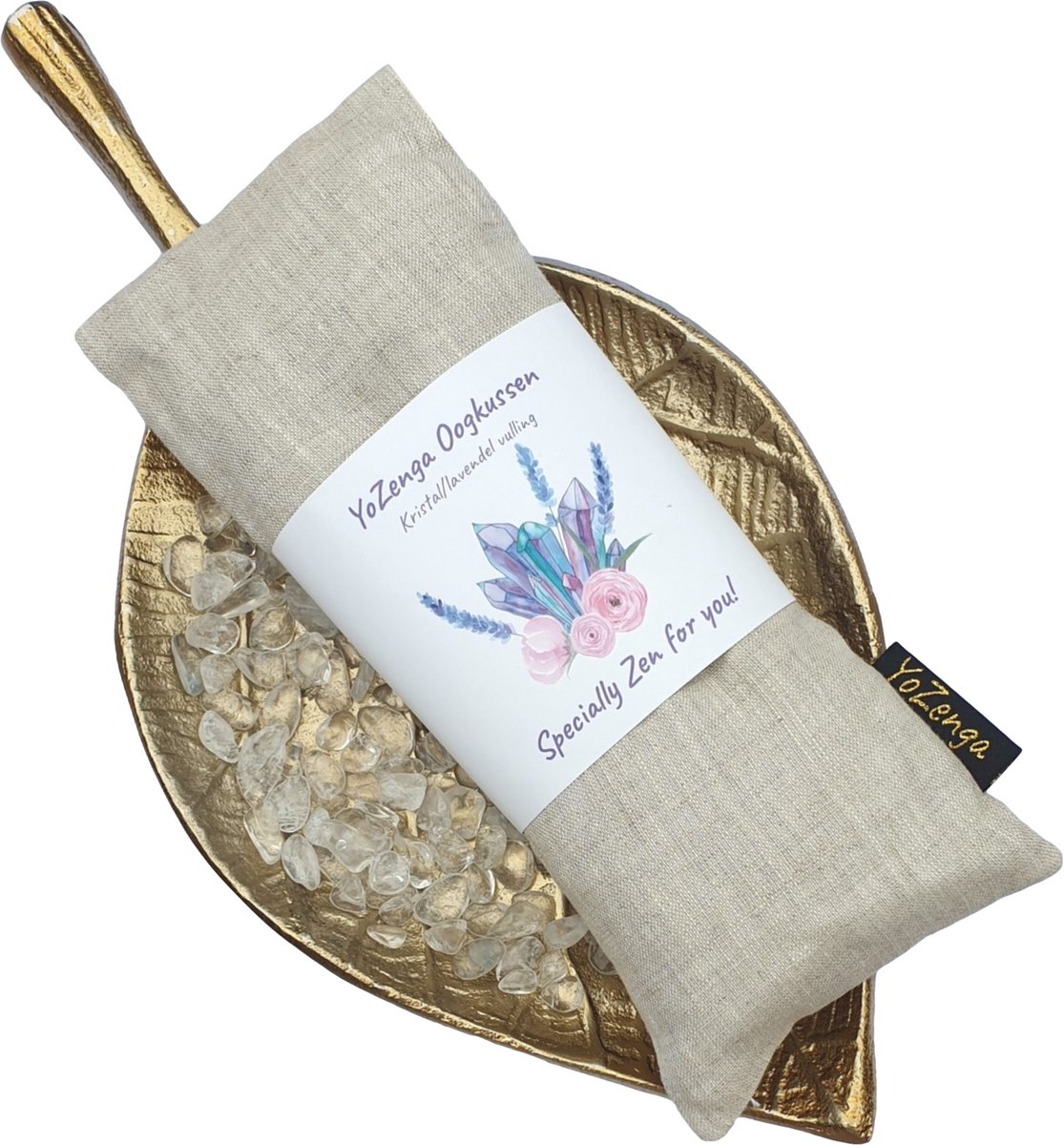 YoZenga Oogkussen | Bergkristal & Lijnzaad | Biologische Lavendel | Stressvermindering & Hoofdpijn Verlichting | Ideaal voor Yoga & Meditatie | Linnenwhite