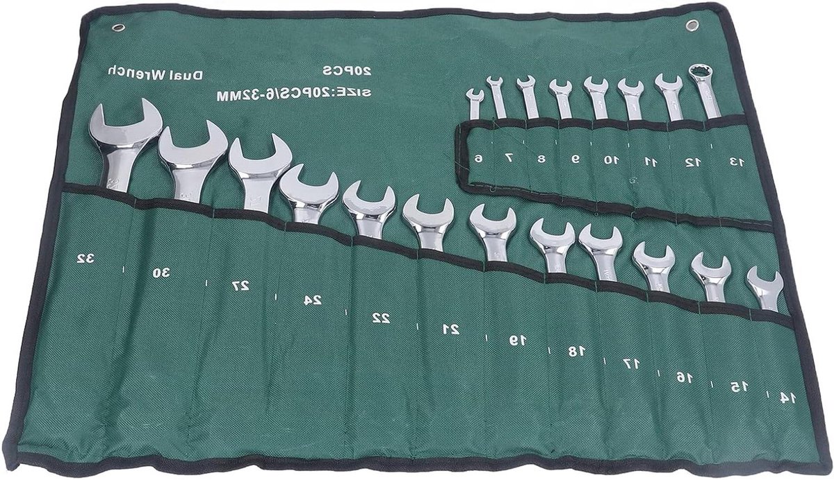 Ringsteeksleutel Set - Moersleutel Set - Reparaties Uitvoeren - Chroom-Vanadium Staal - 6 mm - 32 mm - Zilverkleurig