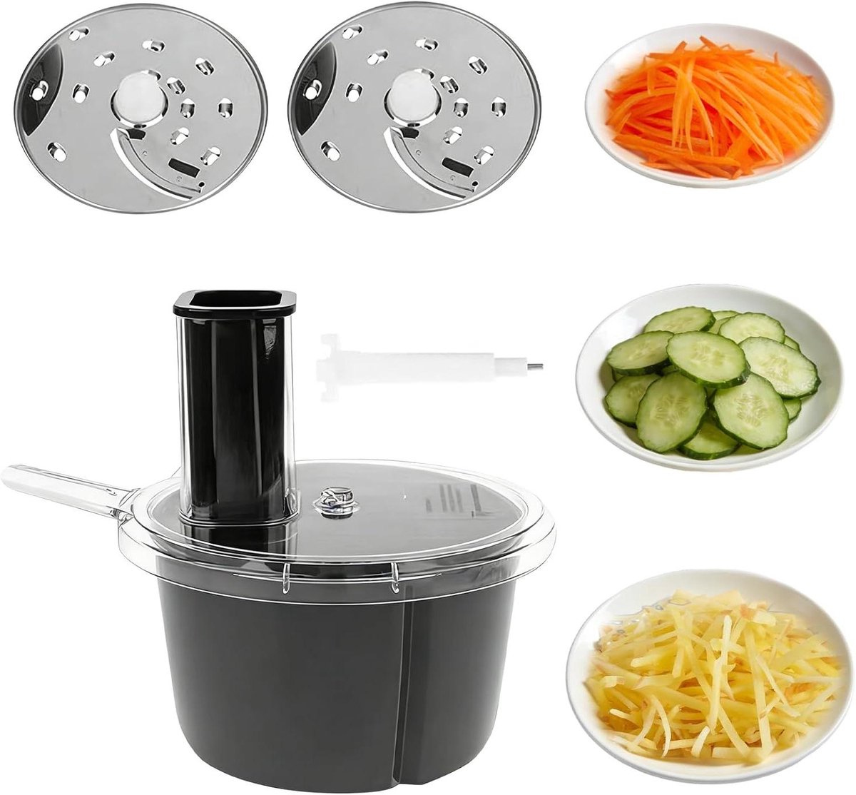 Keukenmachine Container Cutter Kit vervangende groentehakselaar accessoires met 2 mesjes dunschiller snijhulpstukken compatibel voor Thermomix TM5 TM6