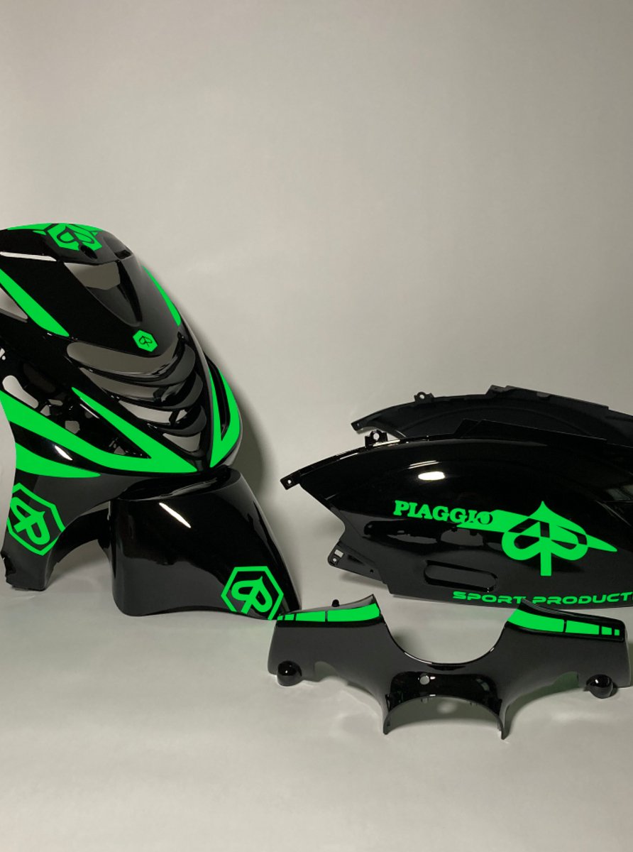 Piaggio Zip Stickerset - Crossed - Fluor Groen