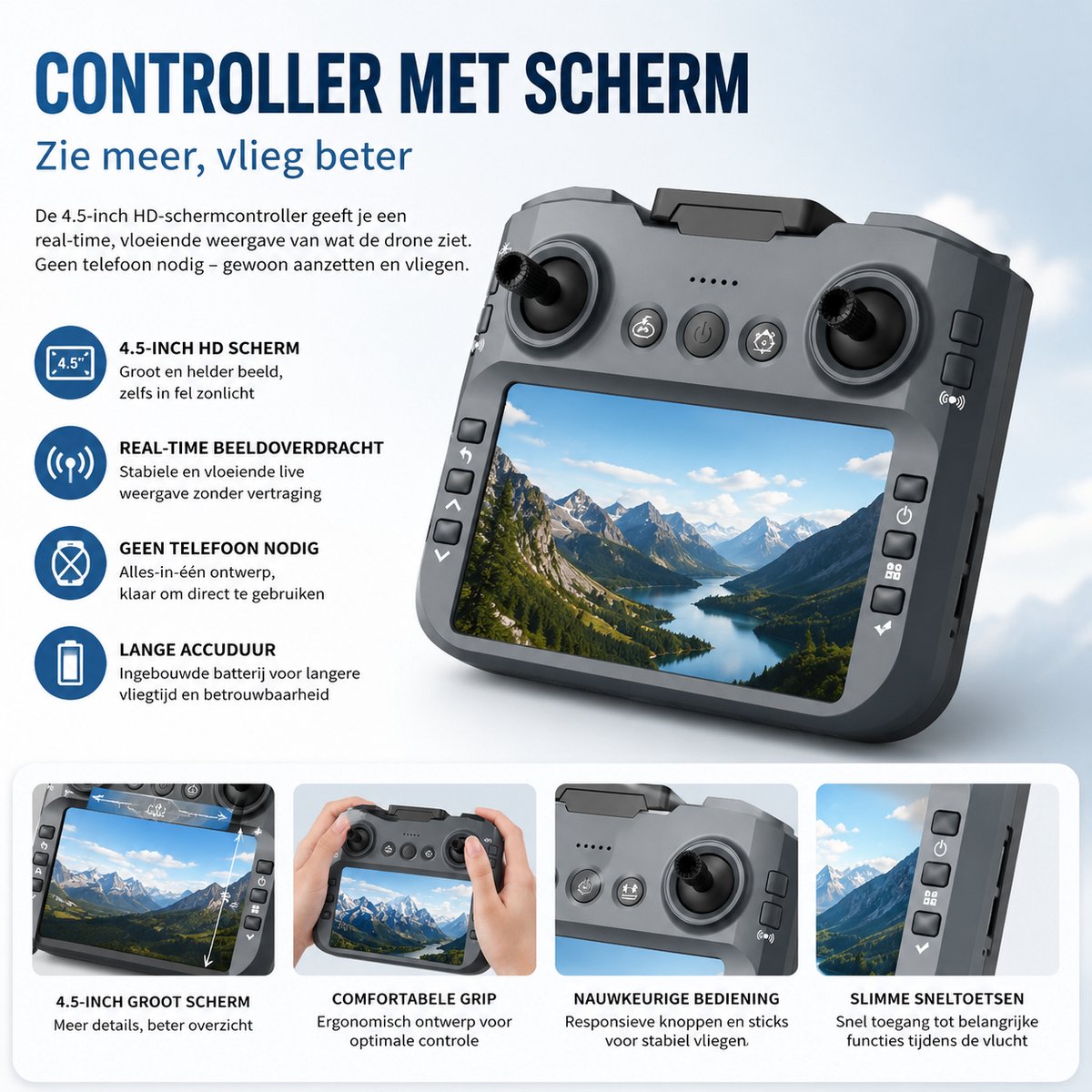 iTeck X6 Pro GPS Drone met Camera en Schermcontroller - Opvouwbare 4K Camera Drone met Obstakeldetectie en Brushless Motoren thumbnail 3