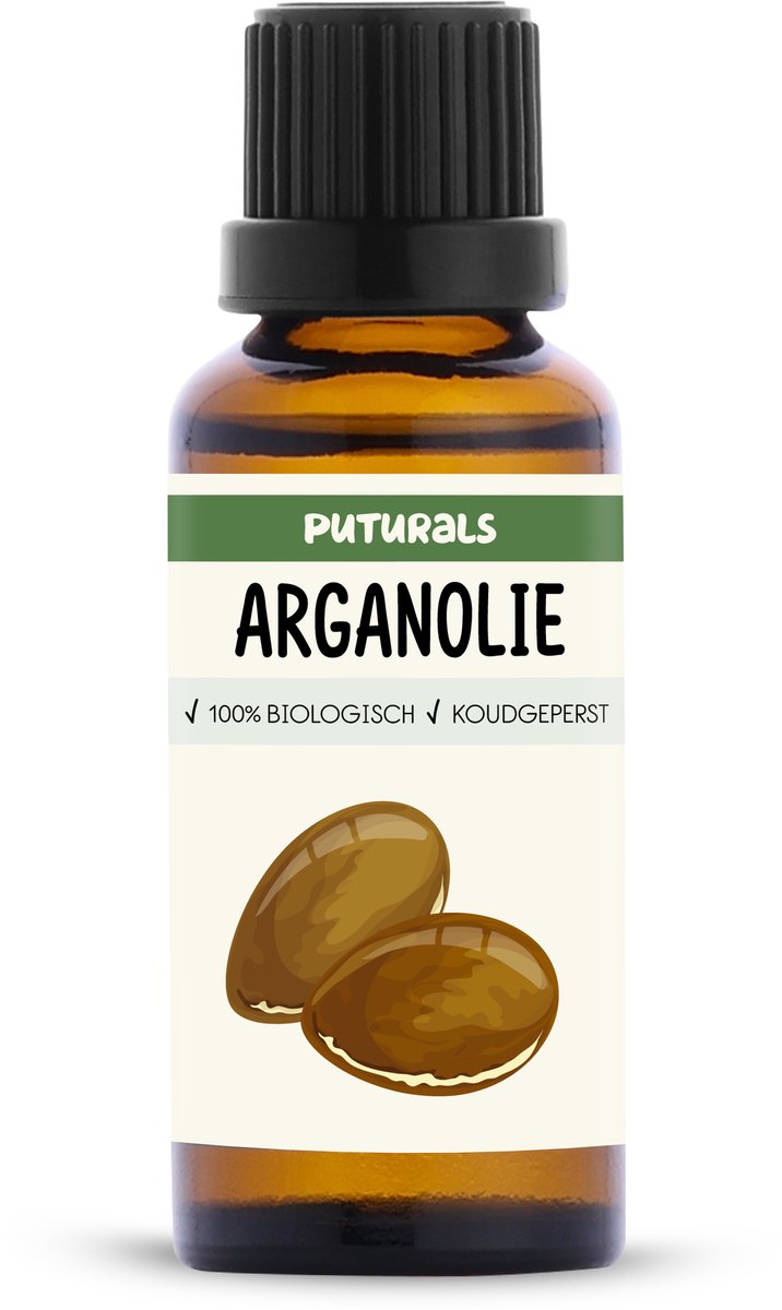 Puturals Arganolie 100% Biologisch - 30ml - Koudgeperst en Puur - Arganolie 100% Puur voor Haar, Haargroei, Huid en Gezicht